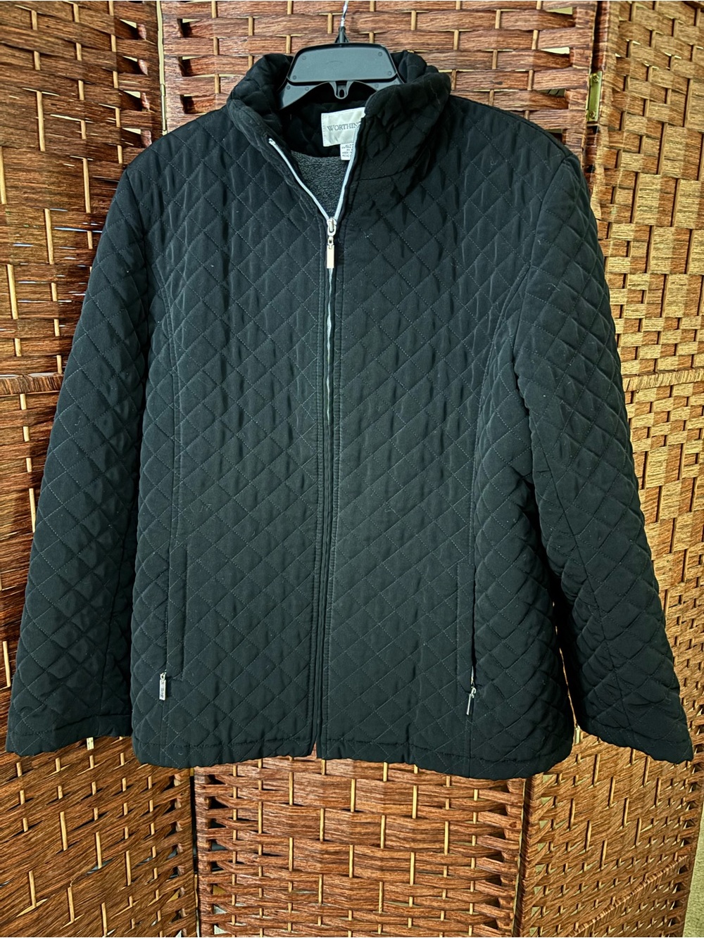 Worthington Black Quilted Puffer Jacket with Zip Pockets